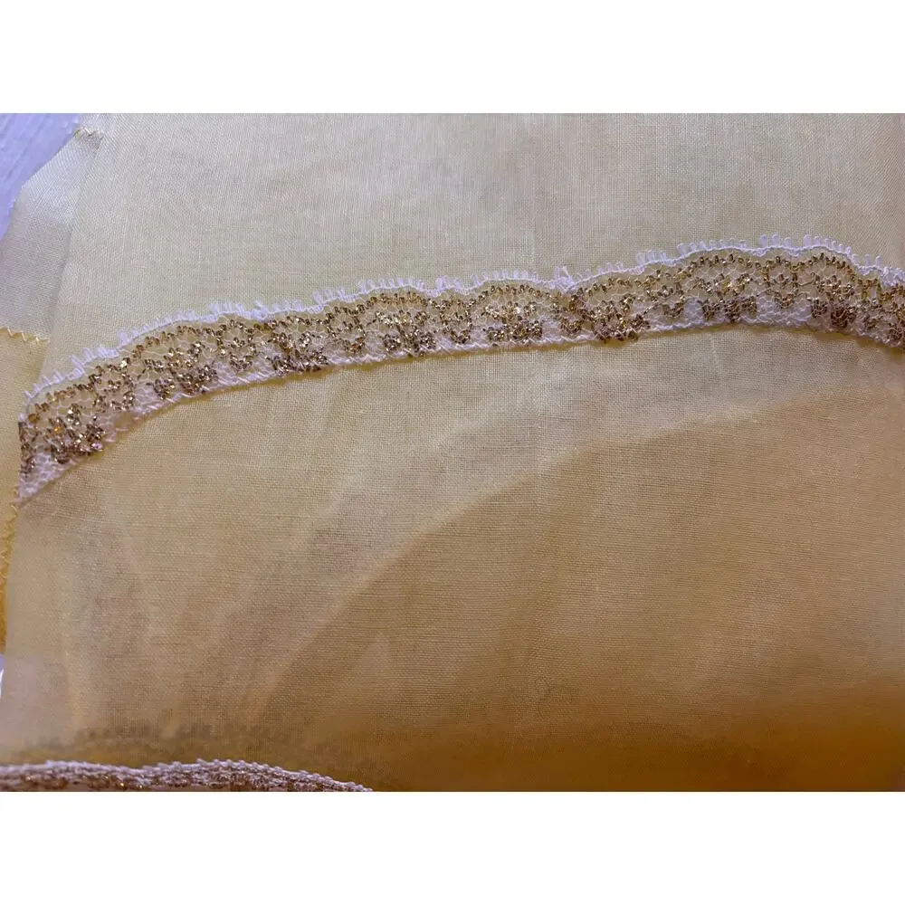 Vintage  1950s Yellow Hostess Half Apron Sheer Mid Century Housewife Bow Ribbon!